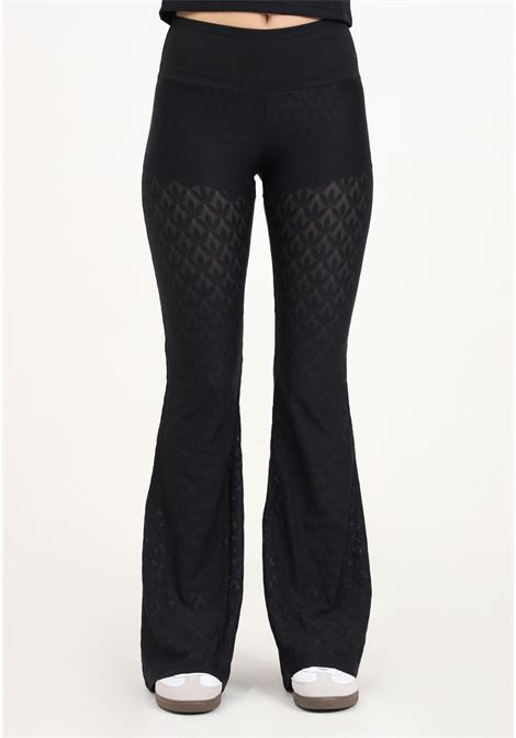 Black FASHION MONOGRAM LACE FLARED sports trousers for women ADIDAS ORIGINALS | IT9727.
